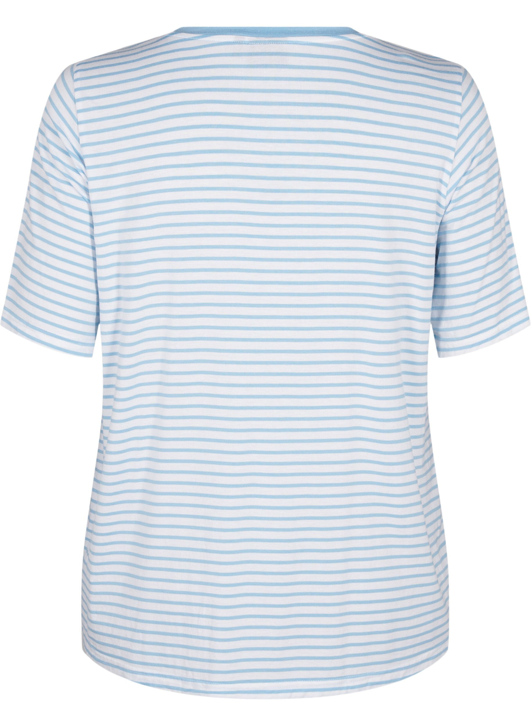 Zizzi Randig T-shirt i lyocell med rund hals, Bl&aring;, Packshot image number 1