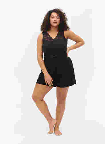 Löst sittande pyjamasshorts i bomullsmix, Black, Model image number 3