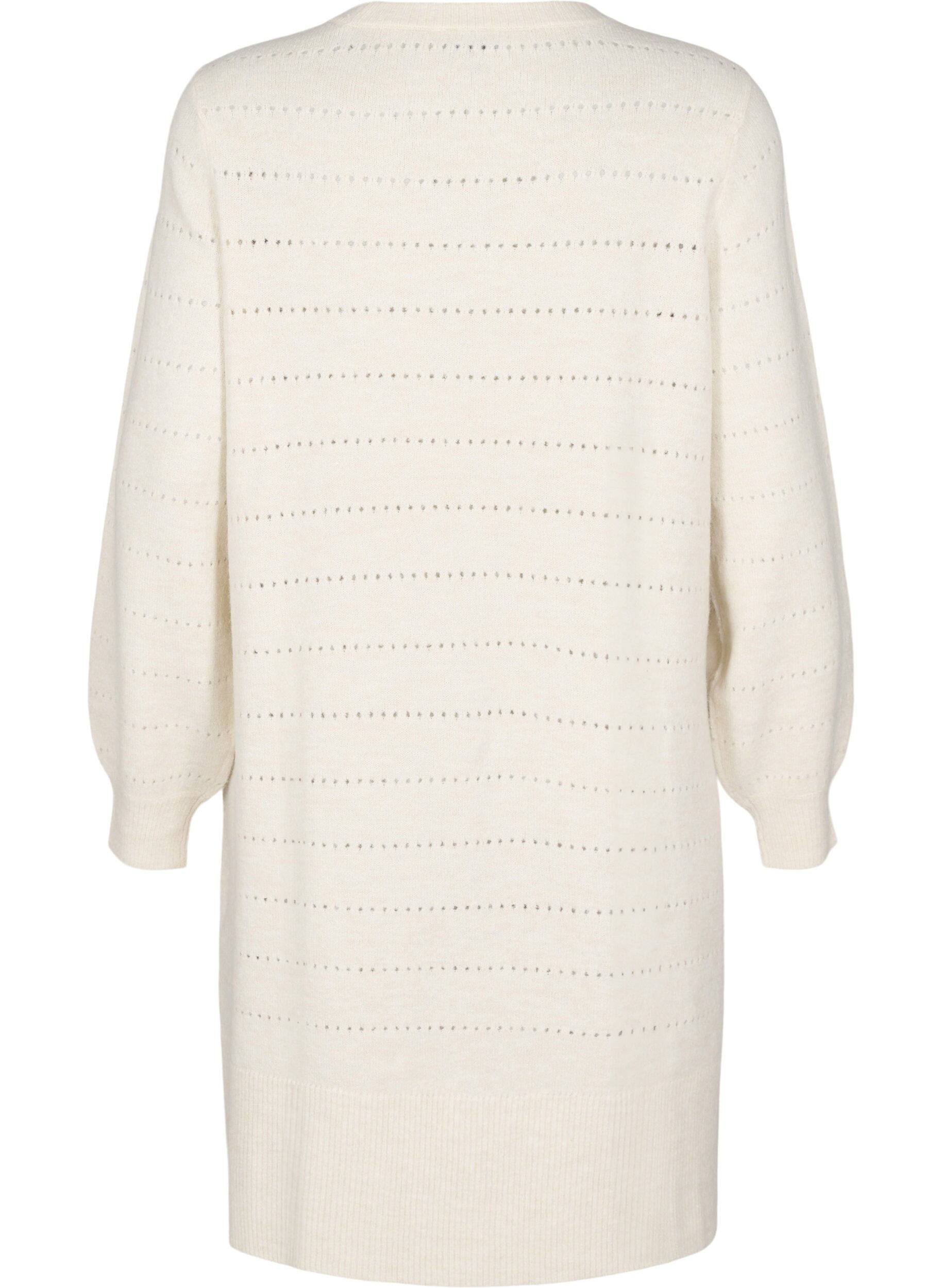 Zizzi Stickad kl&auml;nning med slitsar och h&aring;lm&ouml;nster, Birch Mel., Packshot image number 1