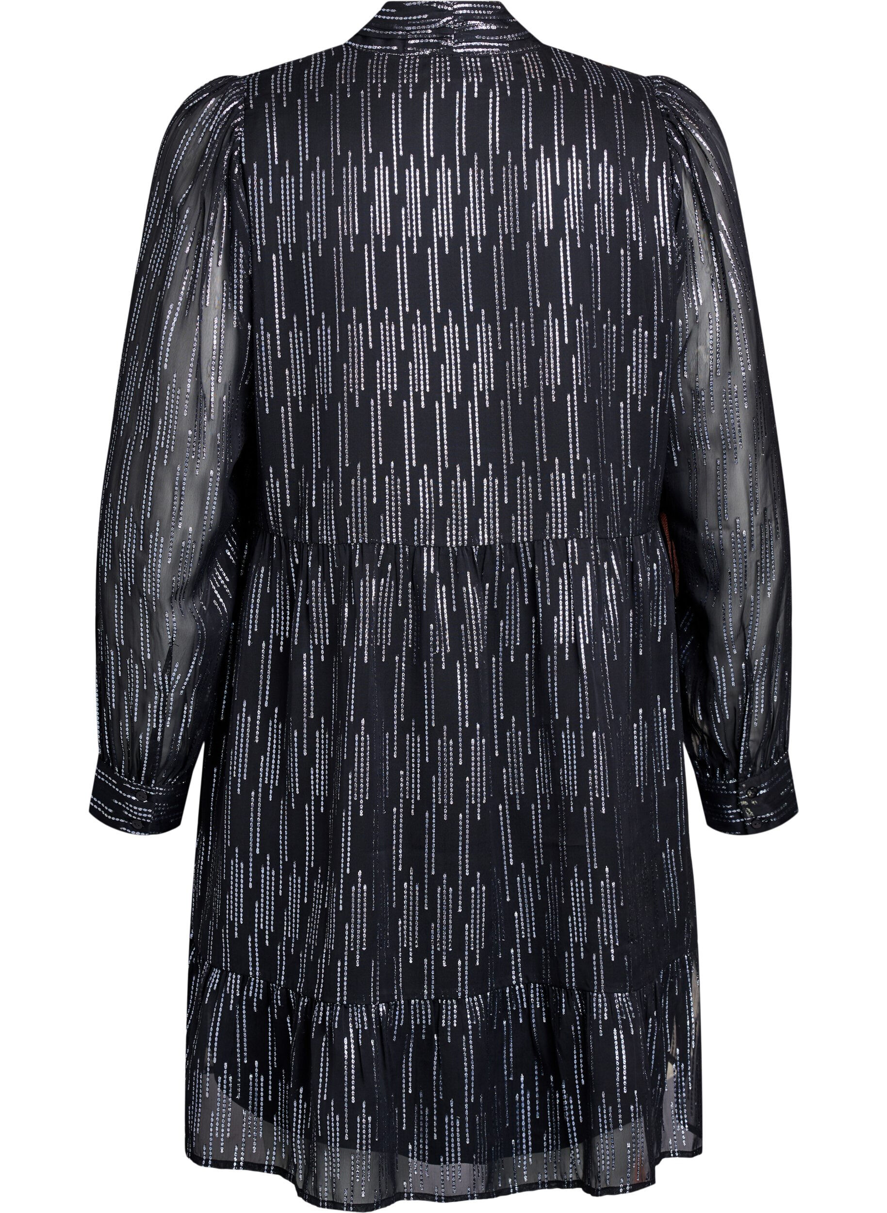 Zizzi Kort festkl&auml;nning med glitterm&ouml;nster, Svart, Packshot image number 1