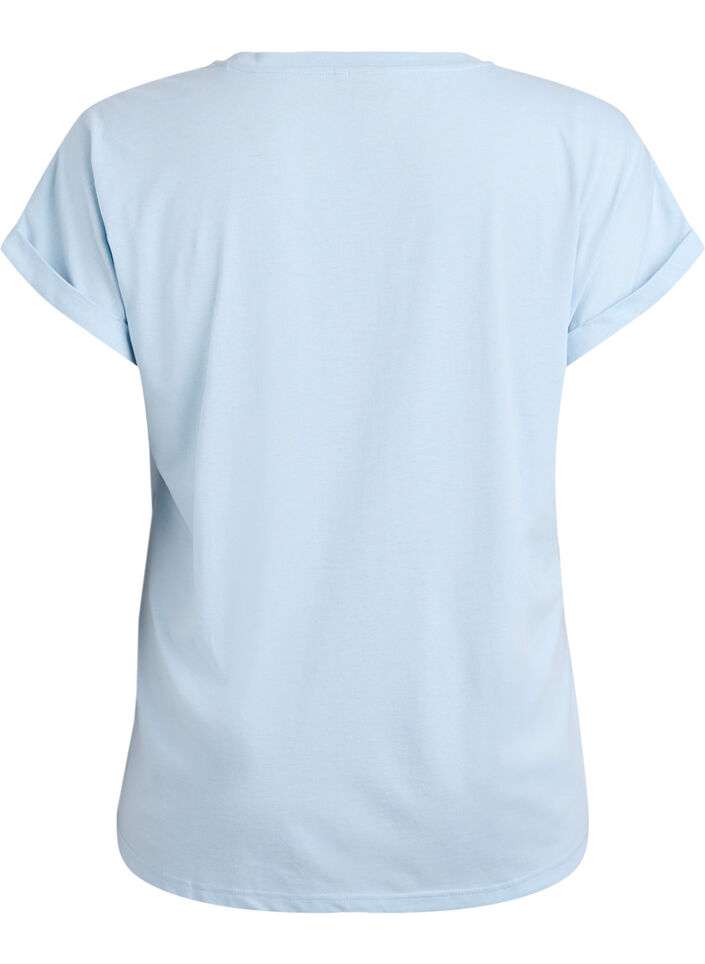 Kort&auml;rmad t-shirt i bomullsmix, Bl&aring;, Packshot image number 1