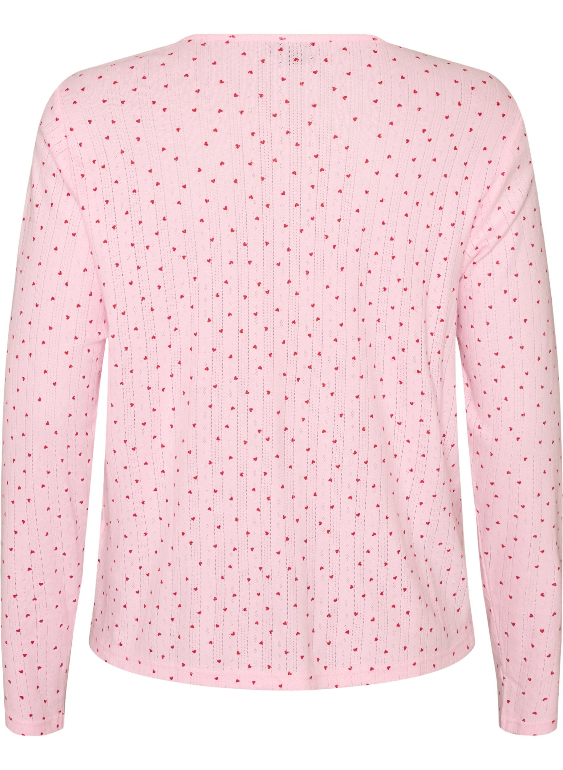 ZizziKofta i ekologisk bomull med h&aring;lbrodyr, Rosa, Packshot image number 1