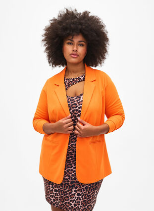 Blazer med fickor, Vibrant Orange, Model image number 0