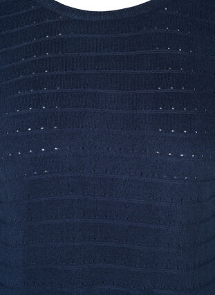 Stickad tröja med strukturerat mönster och rund hals, Navy Blazer, Packshot image number 2