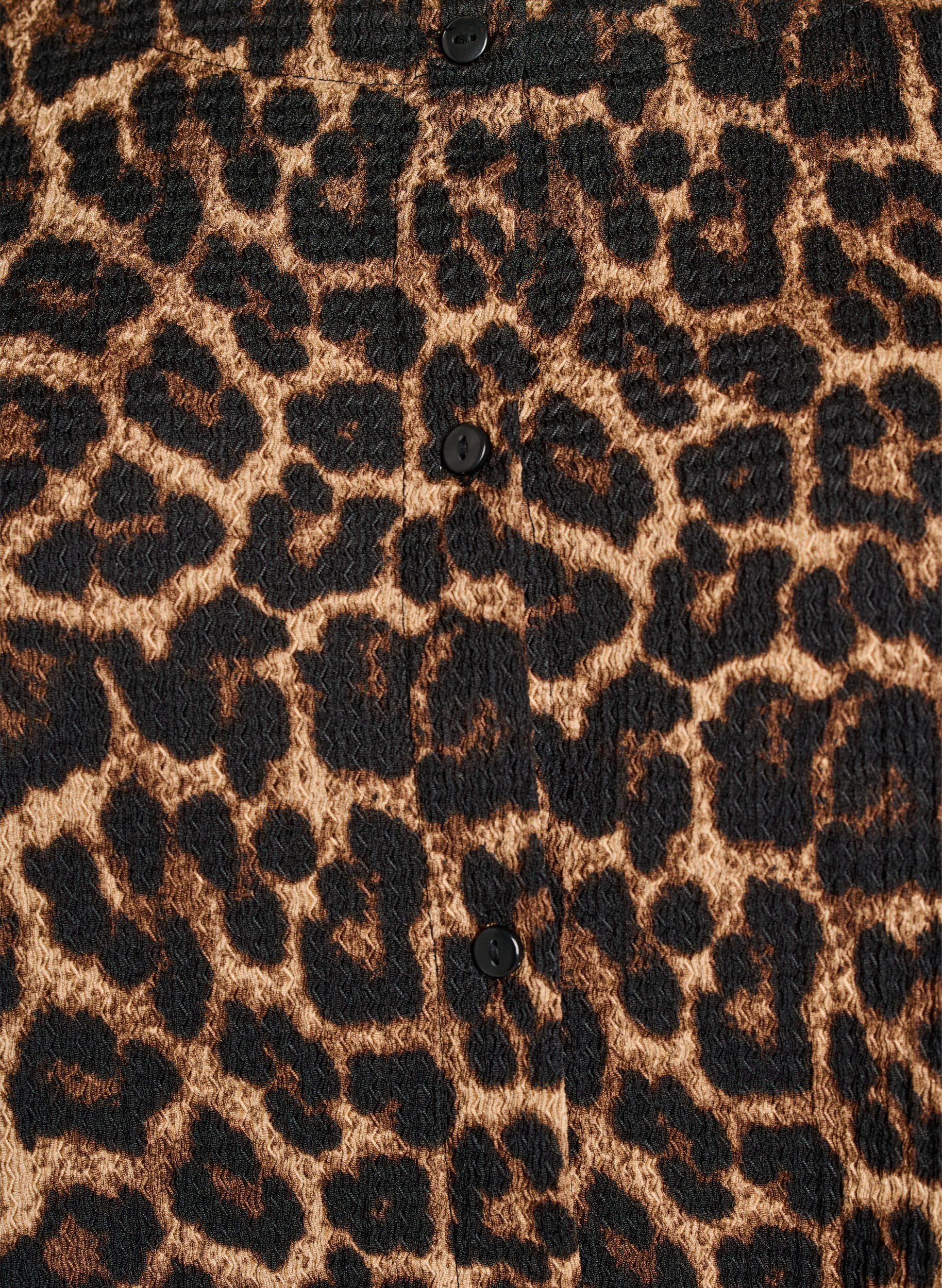 Zizzi Kort&auml;rmad blus med struktur och kn&auml;ppning, Svart, Packshot image number 2