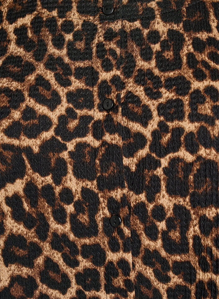 Kort&auml;rmad blus med struktur och kn&auml;ppning, Svart, Packshot image number 2