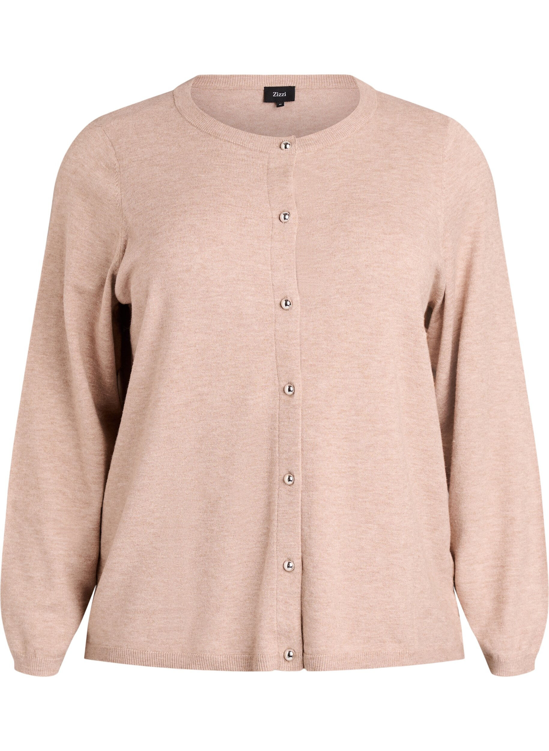 ZizziCardigan med runda knappar, Beige, Packshot image number 0
