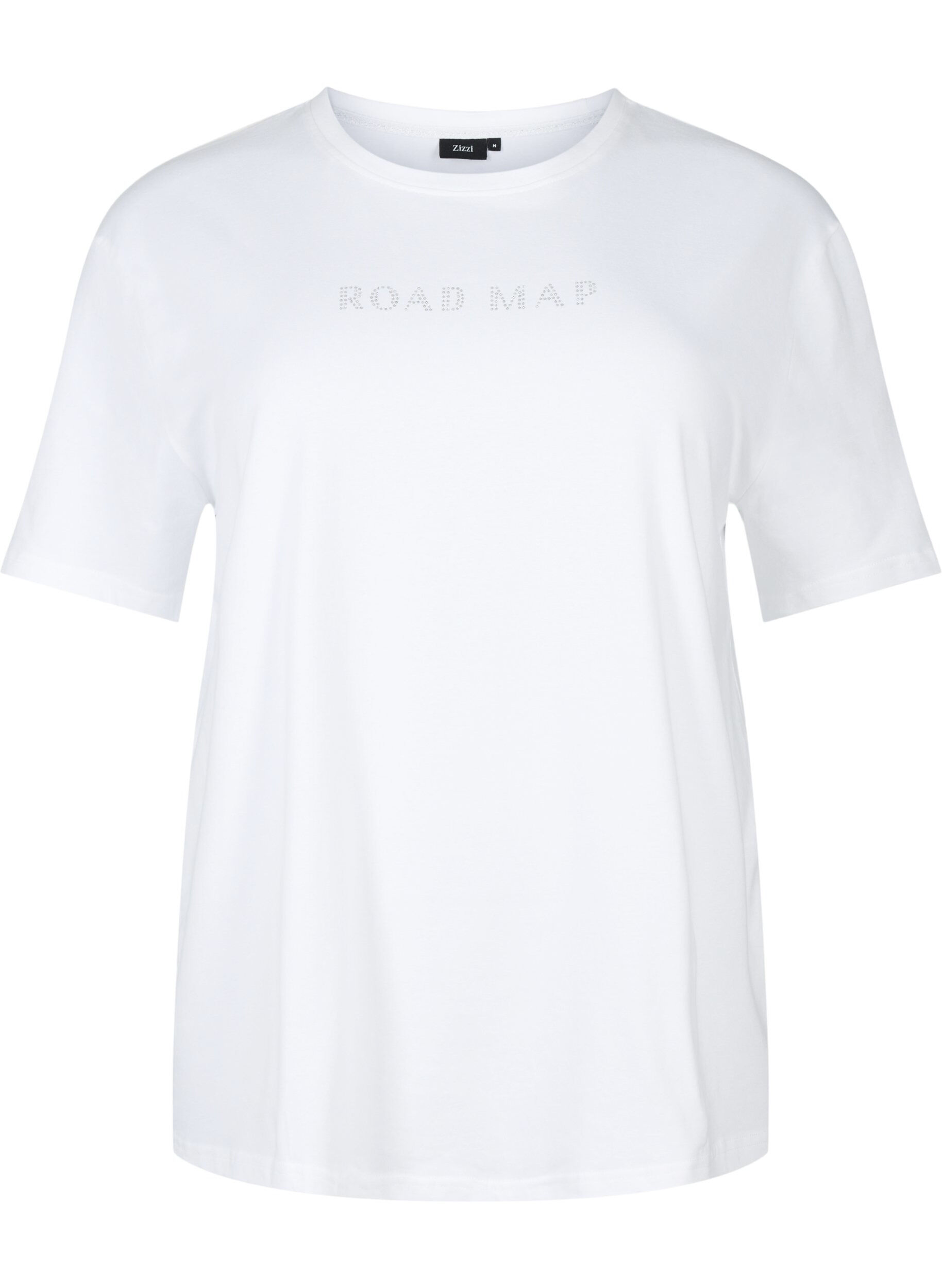 Zizzi T-shirt i ekologisk bomull med similistenar, White, Packshot image number 0