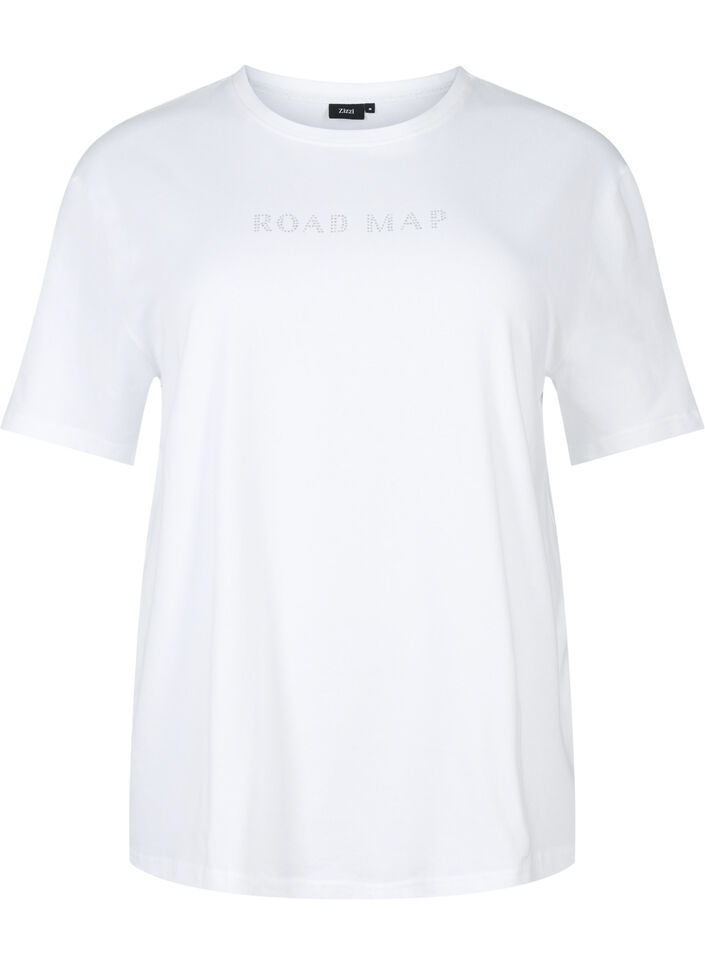 T-shirt i ekologisk bomull med similistenar, White, Packshot image number 0