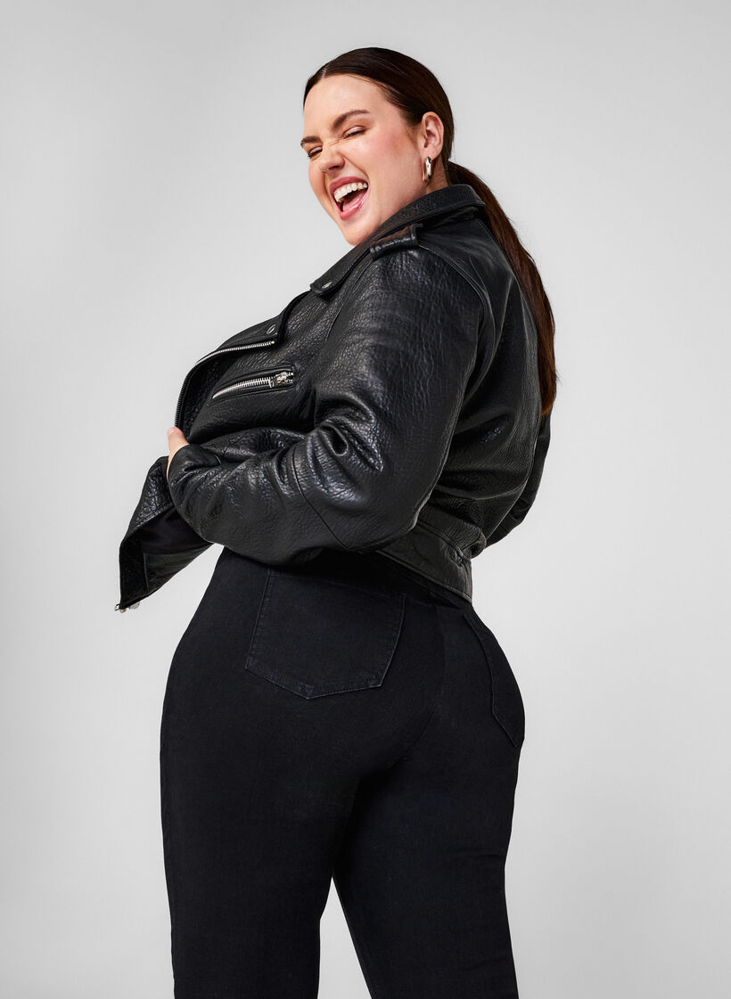 Stretchiga jeggings med hög midja, Black, Image image number 0