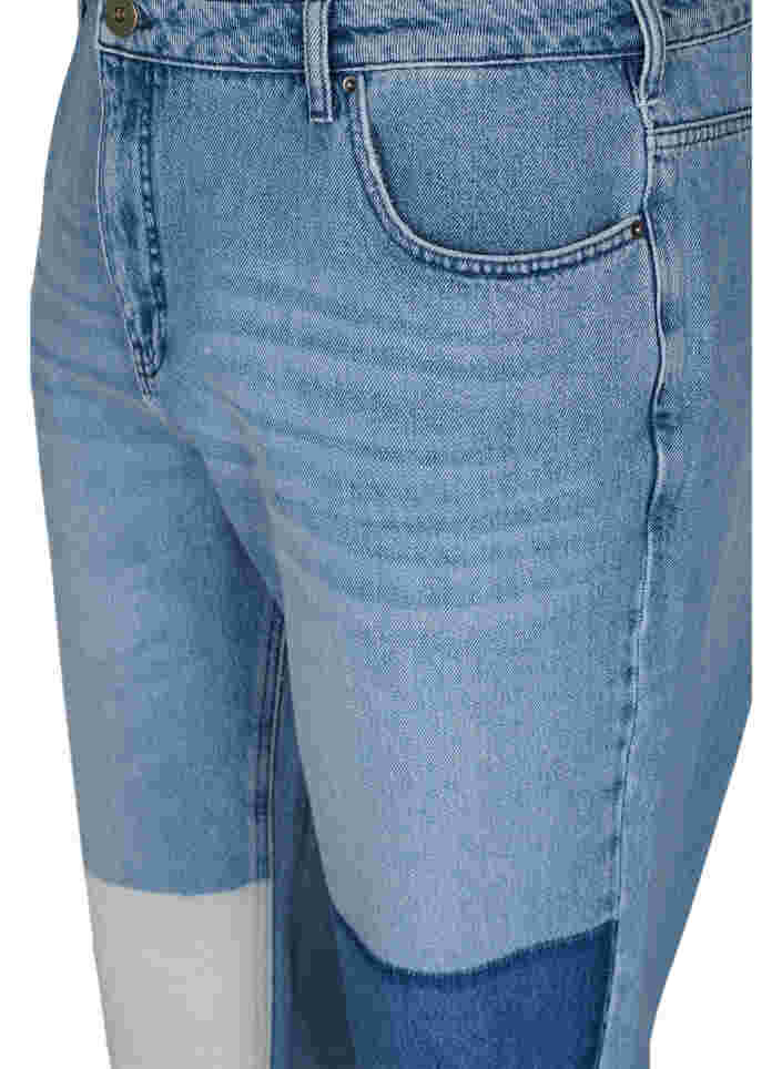 Mille mom fit jeans med blockfärgat mönster, Blue Denim Comb, Packshot image number 2