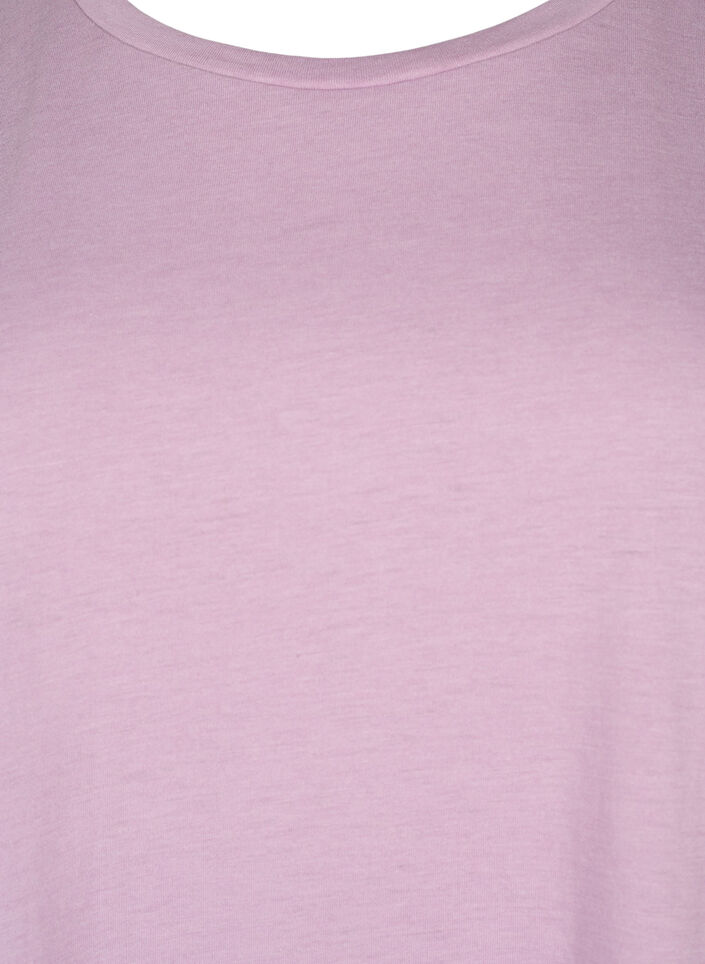 Kort&auml;rmad t-shirt i bomullsmix, Lila, Packshot image number 2