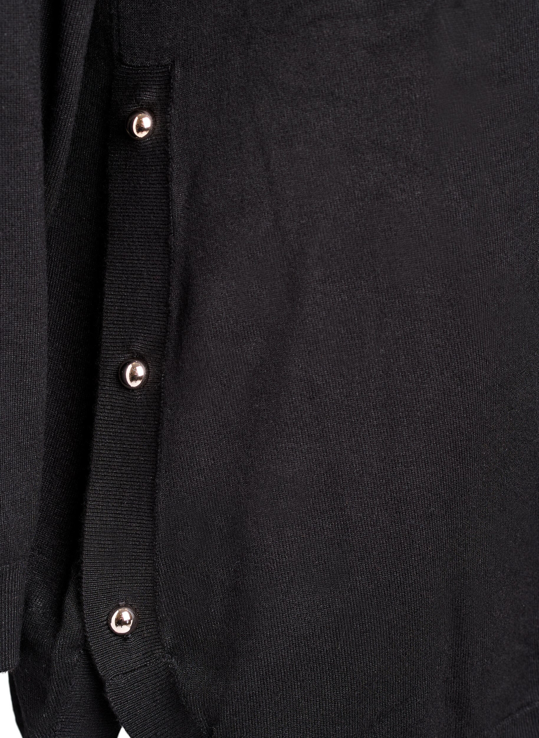 ZizziStickad blus med knappar i sidan, Svart, Packshot image number 3