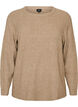 Melerad stickad blus med rund halsringning, Beige, Packshot image number 0