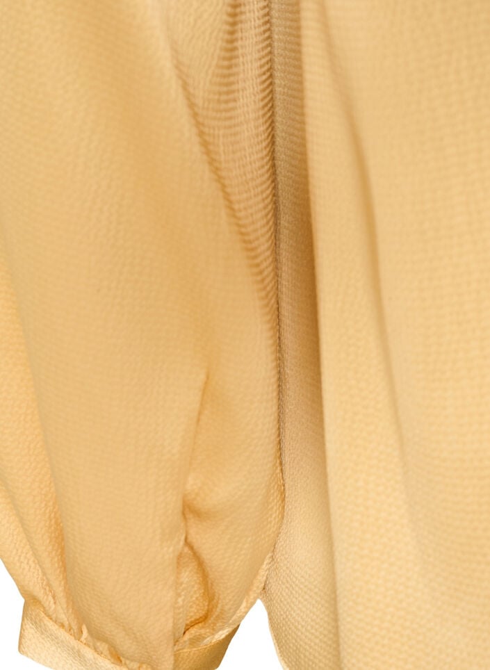 Blus med skjortkrage och v-ringning, Gul, Packshot image number 3