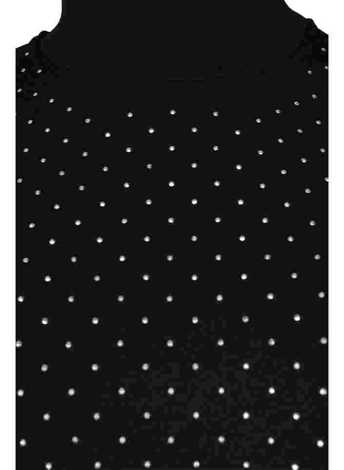 Kortärmad klänning med pärlor, Black, Packshot image number 2