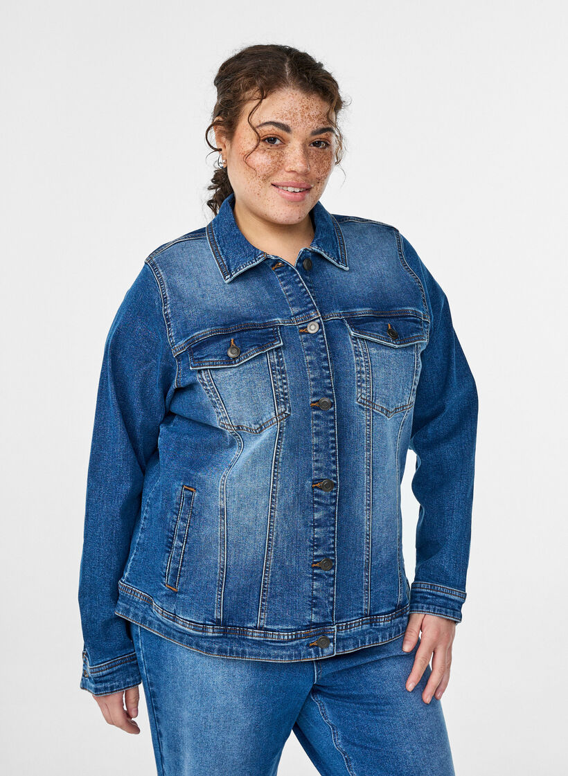 Jeansjacka i klassisk modell, Blå, Model image number 0