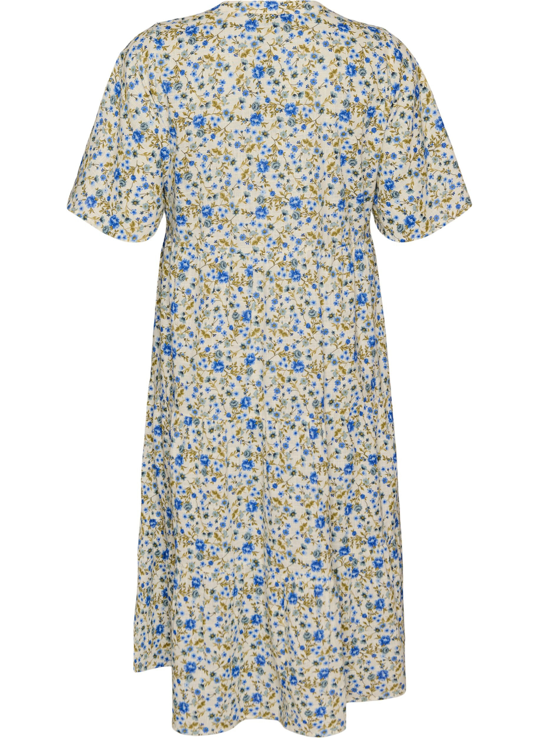 ZizziMidikl&auml;nning i bomull med blommigt m&ouml;nster, Bl&aring;, Packshot image number 1