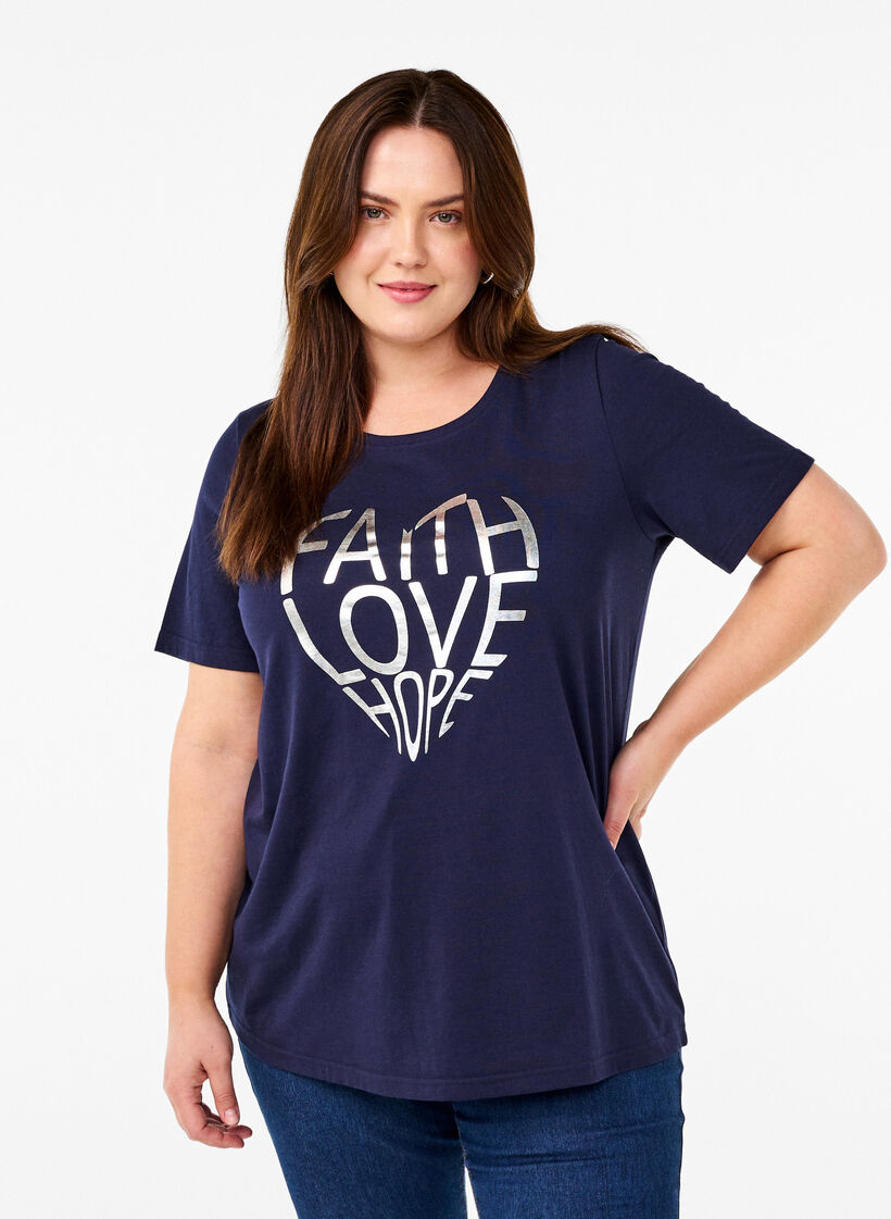 FLASH - T-shirt med motiv, Navy B. Silver Faith, Model image number 0