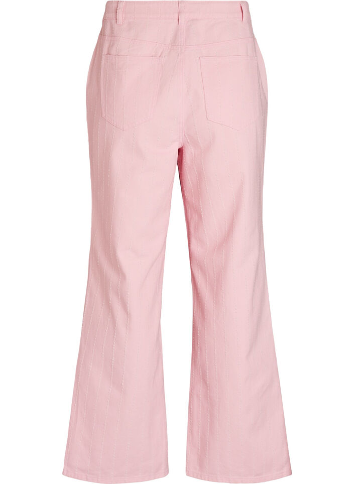 Myra jeans i f&auml;rgad denim med bred passform och texturerat m&ouml;nster, Rosa, Packshot image number 1