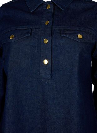 Denimklänning i a-linjeform med knappar, Dark Blue Denim, Packshot image number 2