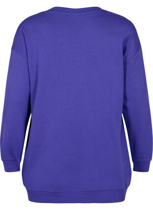 Sweatshirt i bomull med tryck, Deep Blue, Packshot image number 1