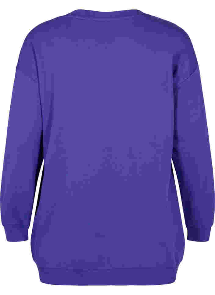 Sweatshirt i bomull med tryck, Deep Blue, Packshot image number 1