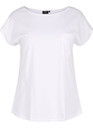 T-shirt med bröstficka i ekologisk bomull, Bright White, Packshot image number 0
