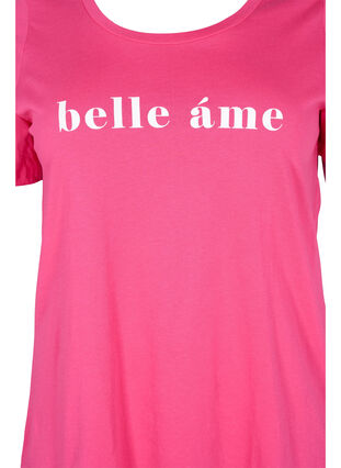 Kortärmad t-shirt i bomull med texttryck, Fandango Pink, Packshot image number 2