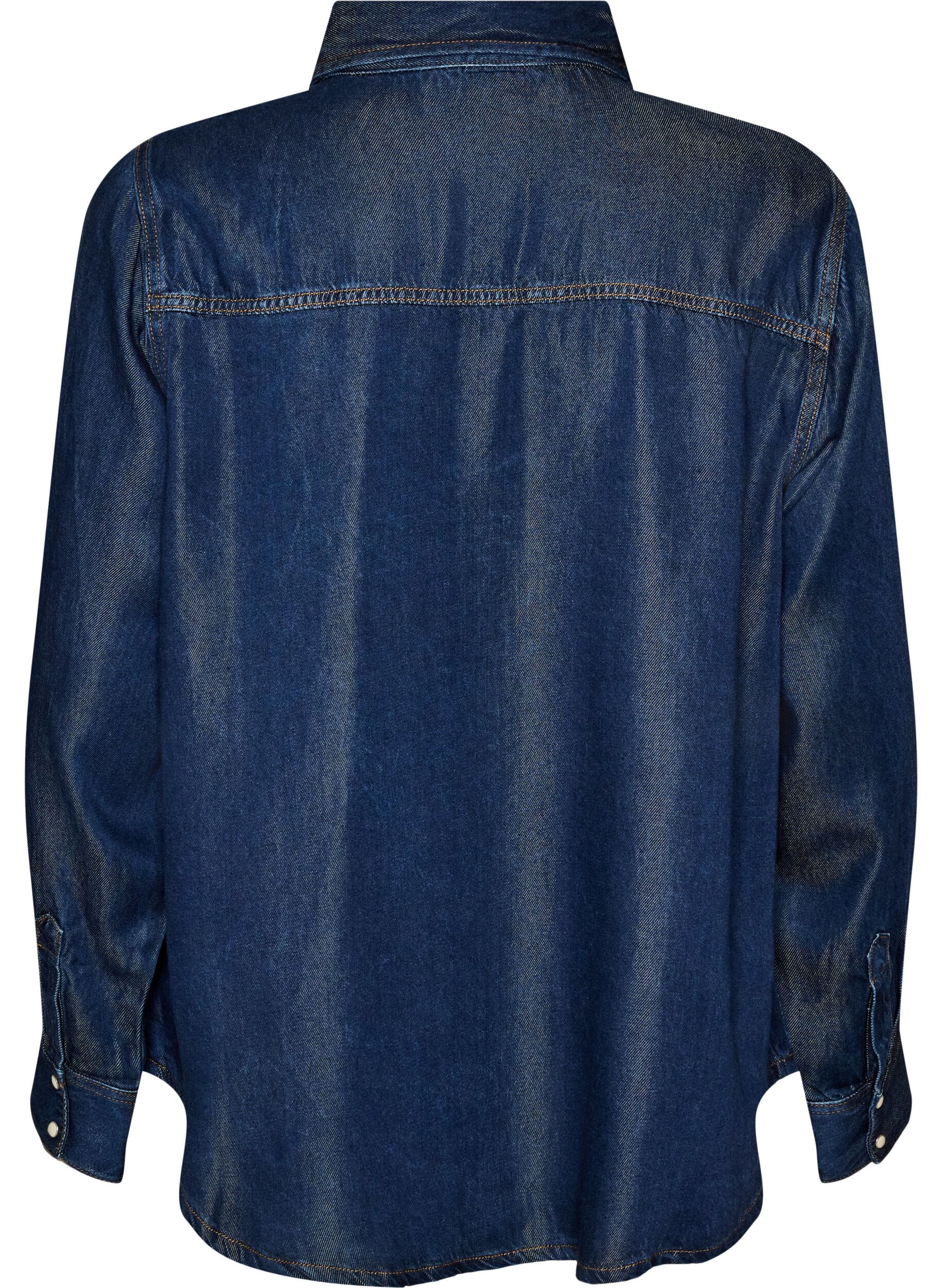 ZizziJeansskjorta i lyocell med tryckknappar, Bl&aring;, Packshot image number 1