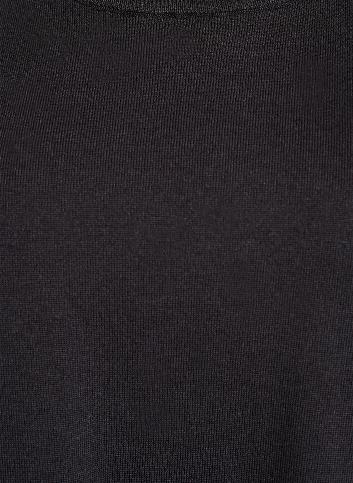 Finstickad blus med korta &auml;rmar, Svart, Packshot image number 2