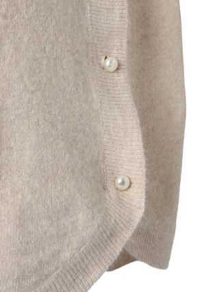 Melerad stickad tröja med pärlknappar på sidorna	, Pumice Stone Mel., Packshot image number 3