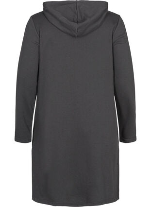 Enfärgad sweatklänning med luva, Black, Packshot image number 1