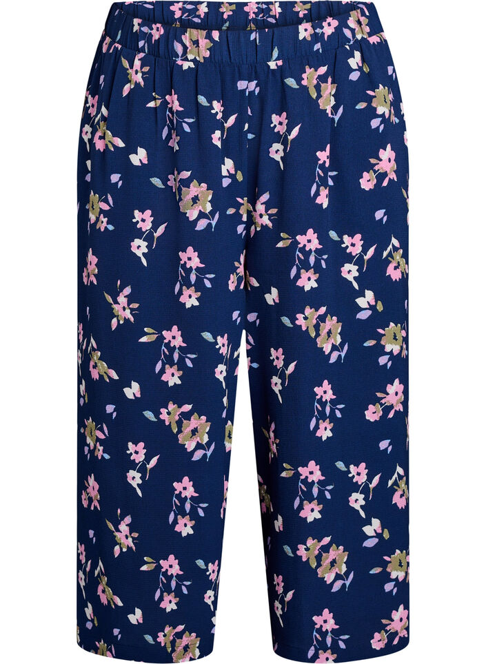 Culottebyxor med tryck, Bl&aring;, Packshot image number 0