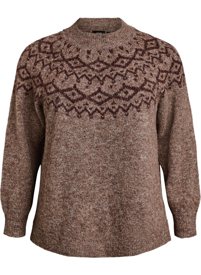 Tr&ouml;ja med nordiskt m&ouml;nster, Brun, Packshot image number 0