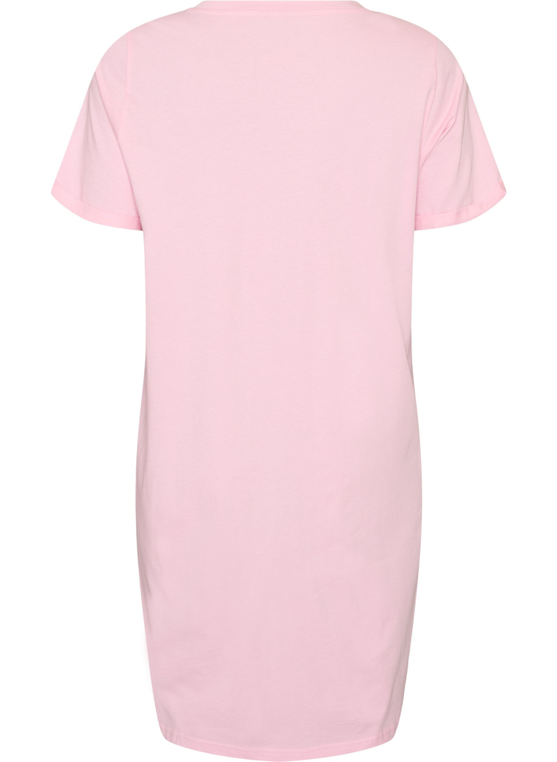 ZizziKort&auml;rmat nattlinne i ekologisk bomull, Rosa, Packshot image number 1