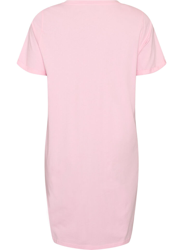 Kort&auml;rmat nattlinne i ekologisk bomull, Rosa, Packshot image number 1