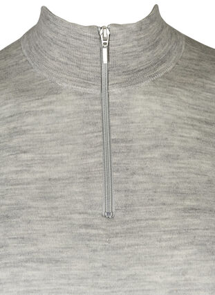 Tight stickad tröja i 100% ull, Light Grey Melange, Packshot image number 2