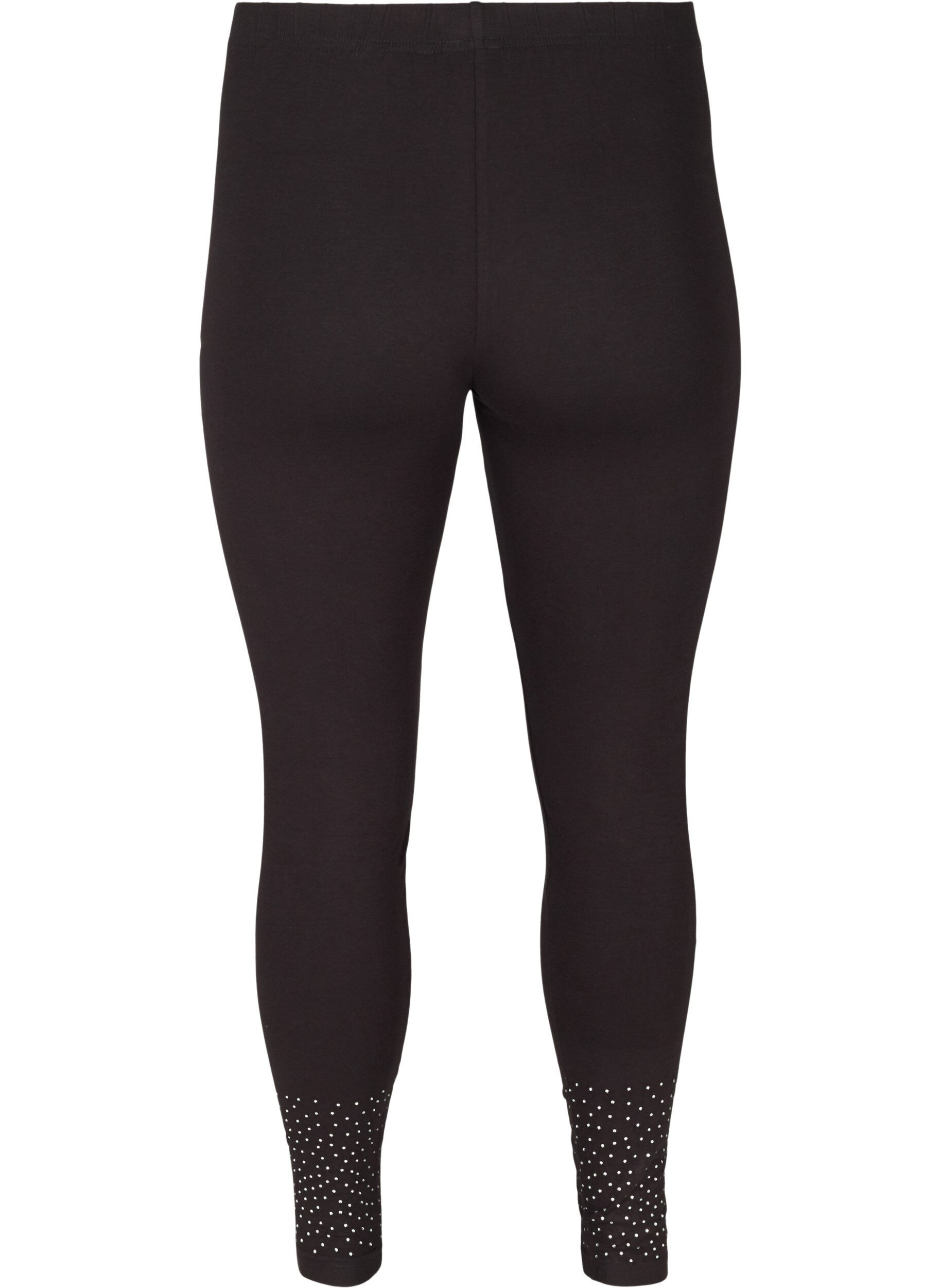 Zizzi Leggings i viskosmix med dekorativa stenar, Black, Packshot image number 1