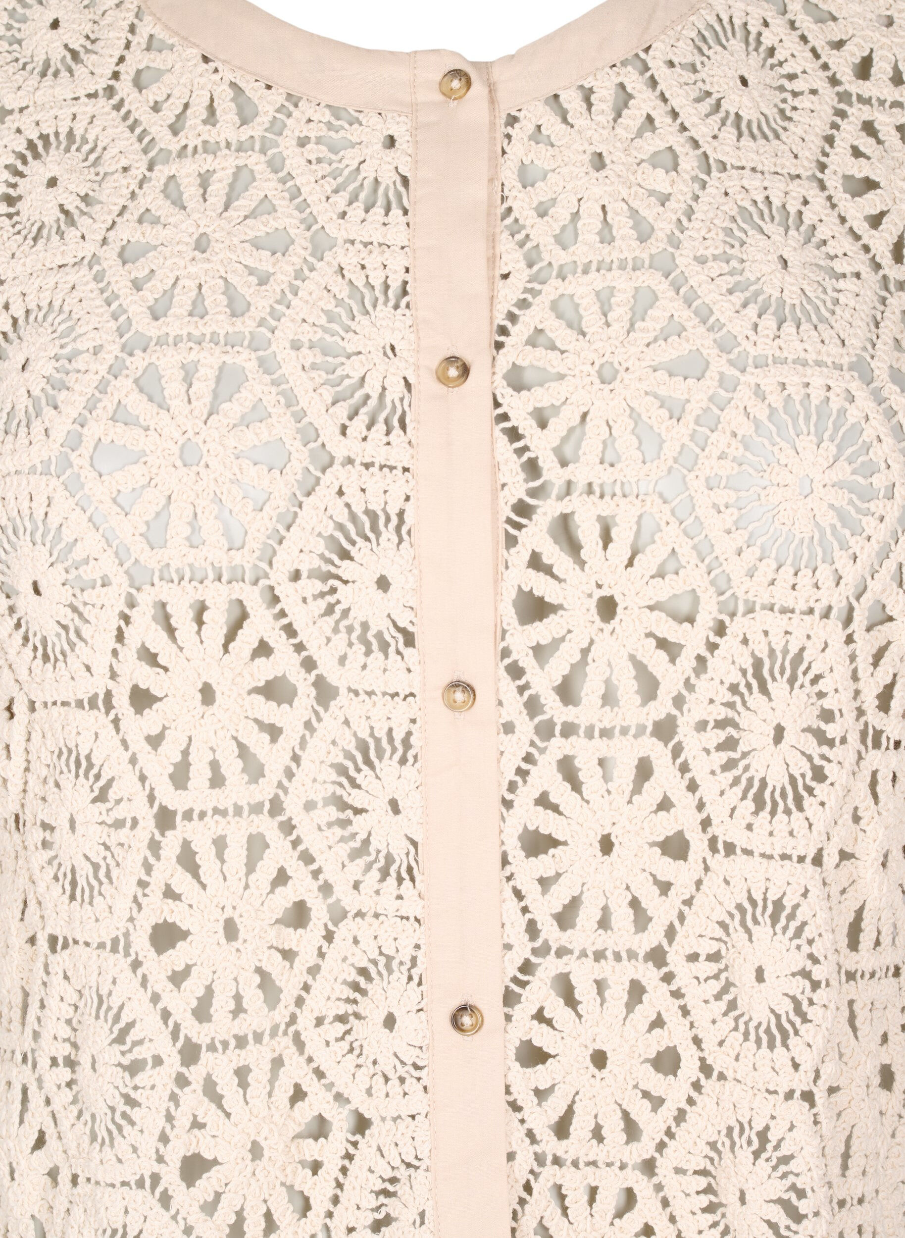 Zizzi Kort&auml;rmad kofta i virkat material, Beige, Packshot image number 2