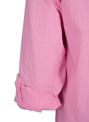 Skjortblus med knappstängning i bomulls- och linneblandning, Rosebloom, Packshot image number 4