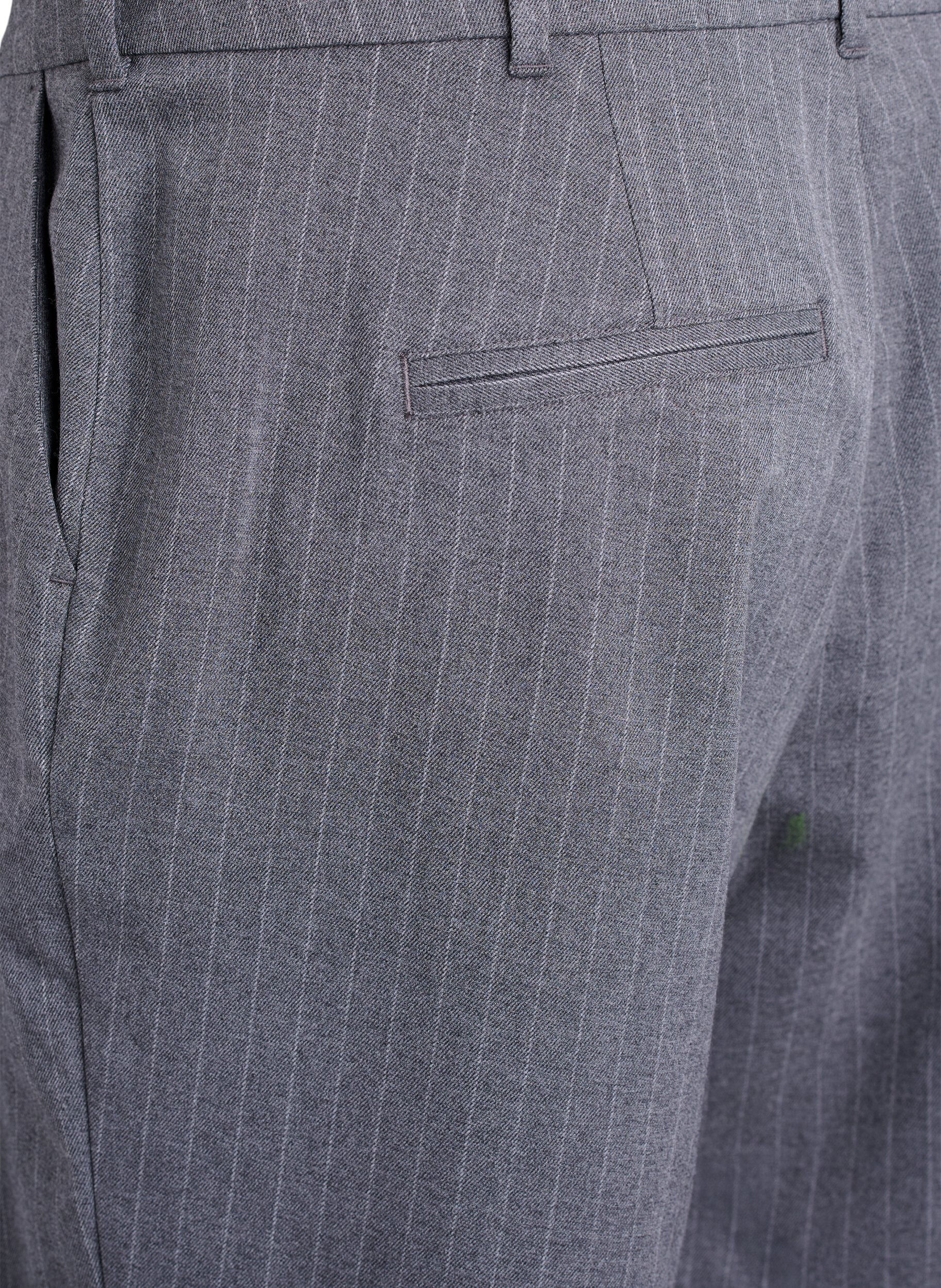 Zizzi Kritstrecksrandiga bermudashorts med l&ouml;s passform, Gr&aring;, Packshot image number 3