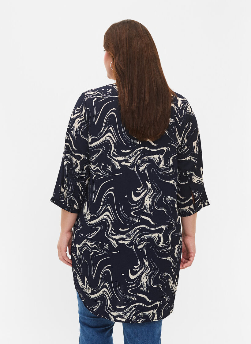 Tunika med 3/4-ärm och tryck, N. Blazer Swirl AOP, Model image number 1