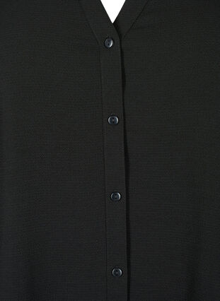 Skjortblus med 3/4 ärmar och volangkrage, Black, Packshot image number 2