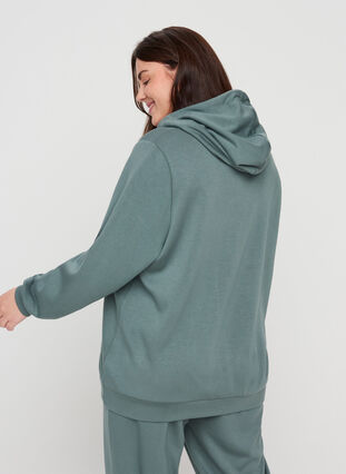 Sweatshirt med fickor och huva, Balsam Green, Model image number 1