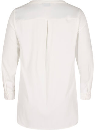 Lång skjorta med bröstficka, Warm Off-white, Packshot image number 1