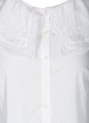 Bomullsskjorta med stor krage, Bright White, Packshot image number 2