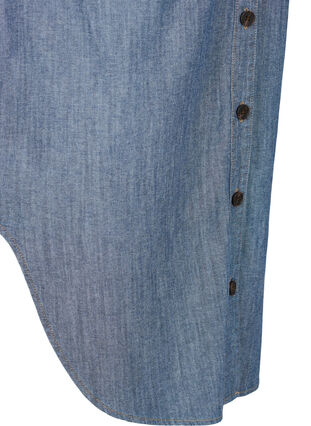 Lång skjortjacka i denim, Blue denim, Packshot image number 3