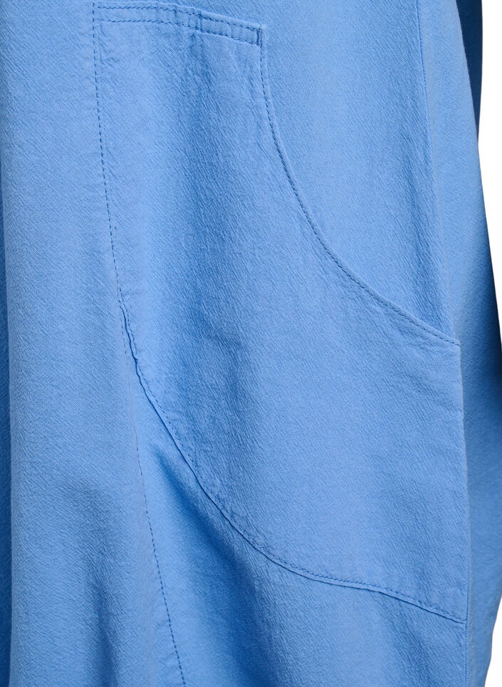 Kort&auml;rmad kl&auml;nning i bomull, Bl&aring;, Packshot image number 3