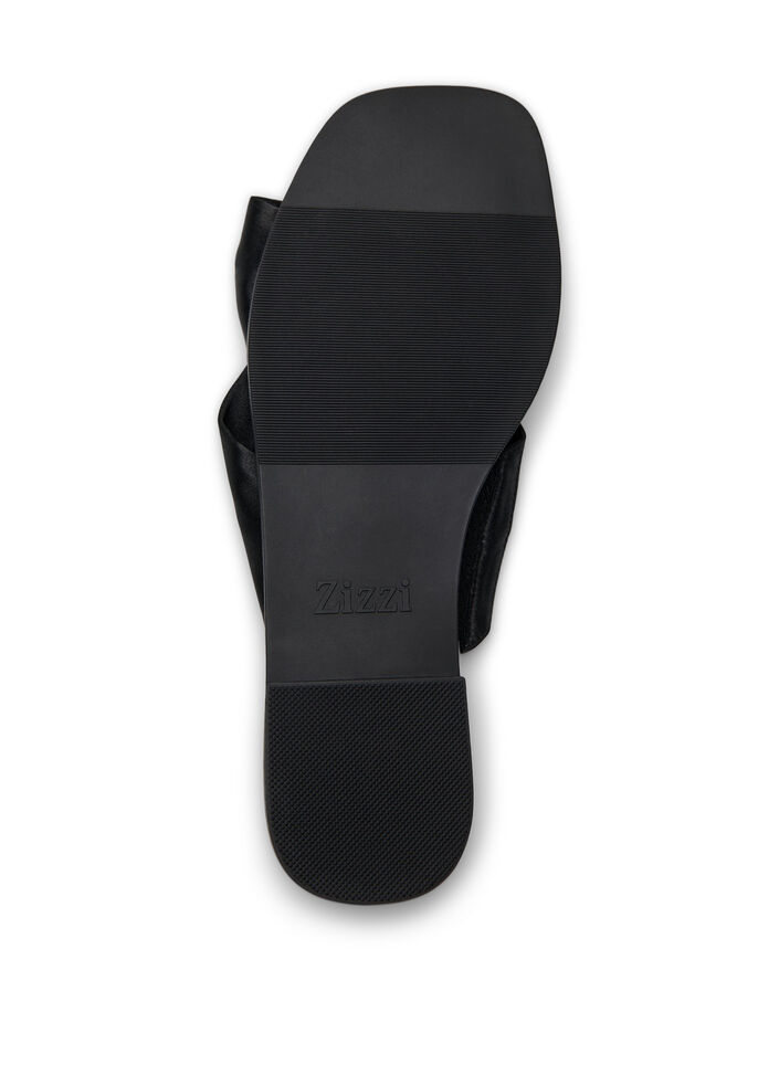 Platta sandaler med korsade satinremmar, Svart, Packshot image number 4